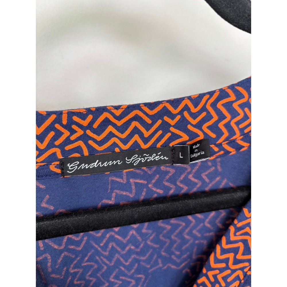 Gudrun Sjoden Womens Large Orange Blue Geometric Cotton Sleeveless Midi Dress - Picture 2 of 10